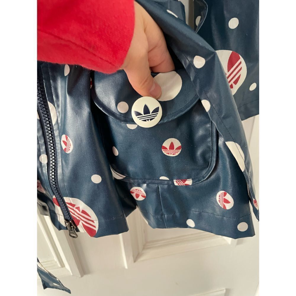 Adidas rare blue cream and red dotted graphic raincoat S - Picture 4 of 6